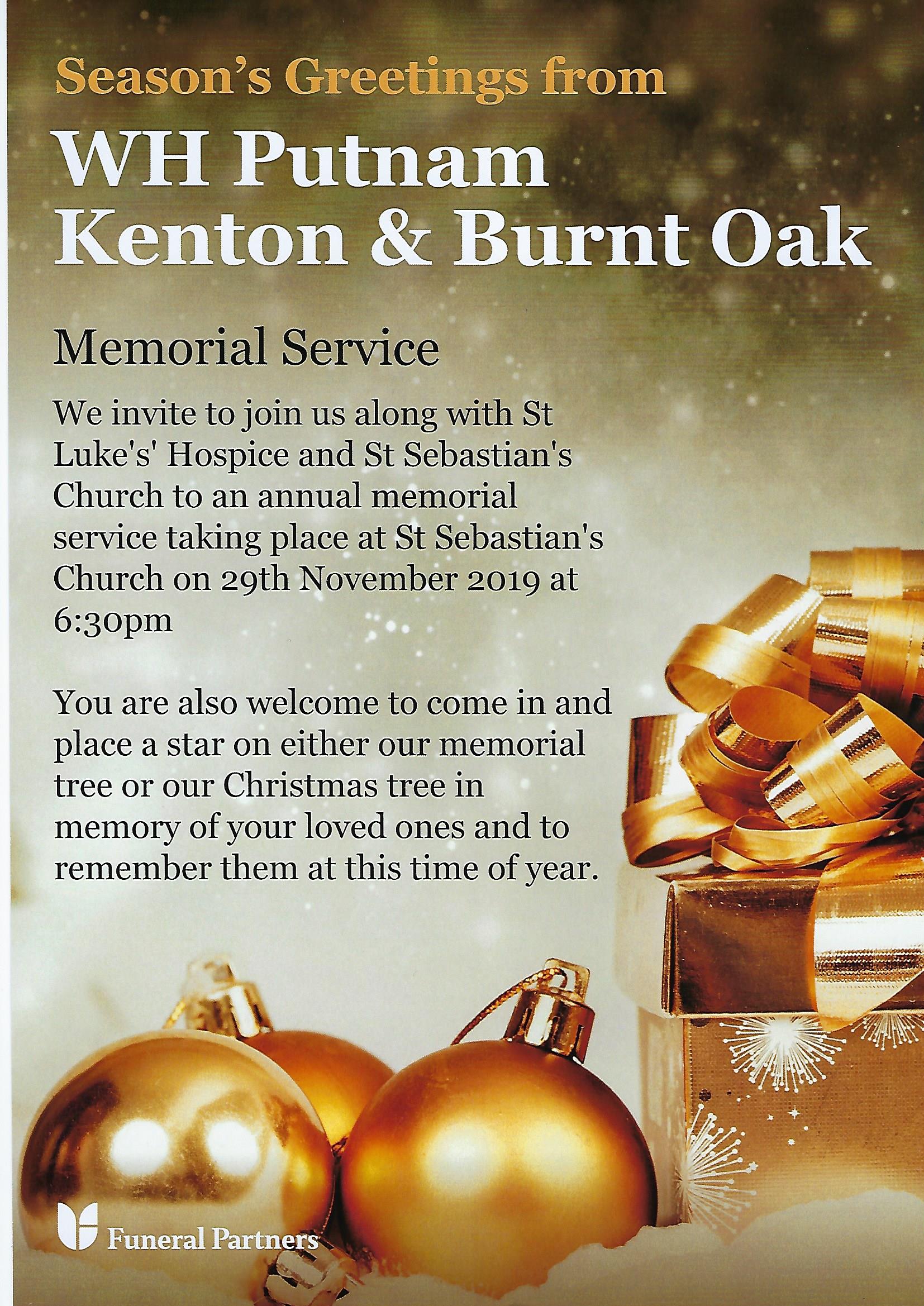 Christmas Memorial Service WH Putnam Funeral Directors